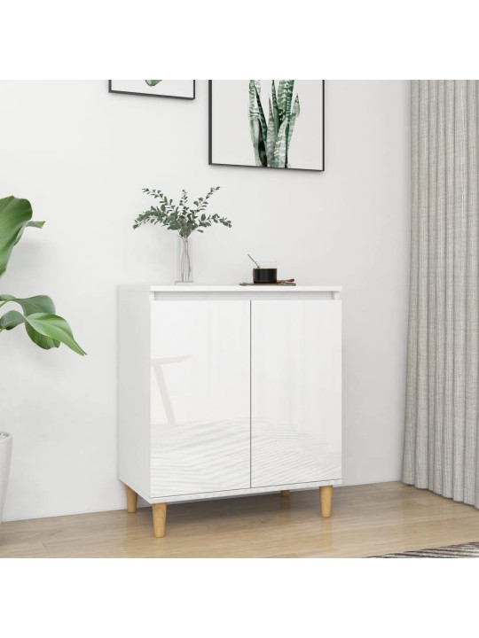 Kumode ar koka kājām, balta, 60x35x70 cm, inženierijas koks