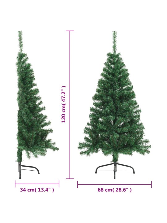 Mākslīgā ziemassvētku egle ar statīvu, pusapaļa, 120 cm, pvc