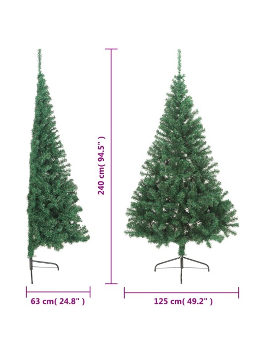 Mākslīgā Ziemassvētku egle ar statīvu, pusapaļa, 240 cm, PVC
