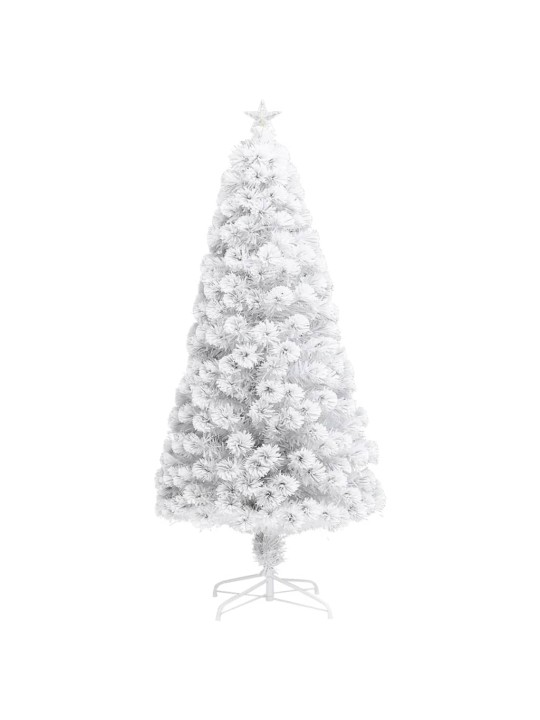 Izgaismota ziemassvētku egle, balta, 120 cm, optiskā šķiedra