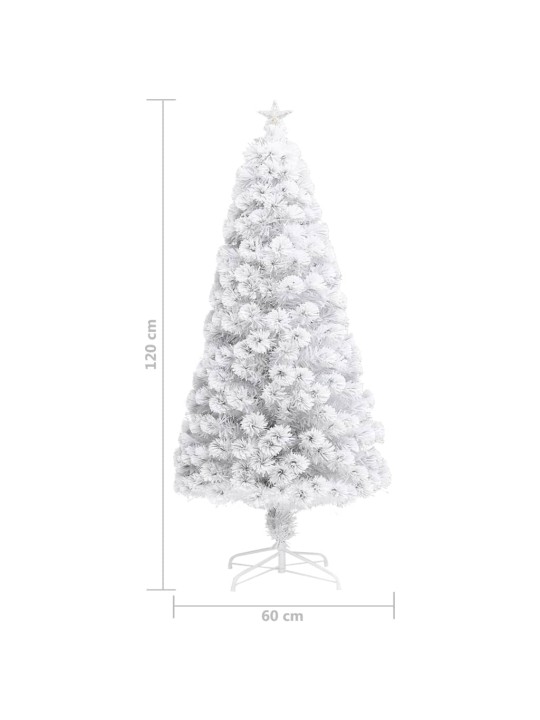 Izgaismota ziemassvētku egle, balta, 120 cm, optiskā šķiedra