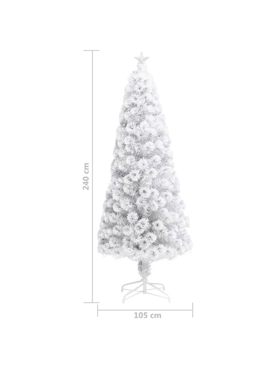 Izgaismota ziemassvētku egle, balta, 240 cm, optiskā šķiedra