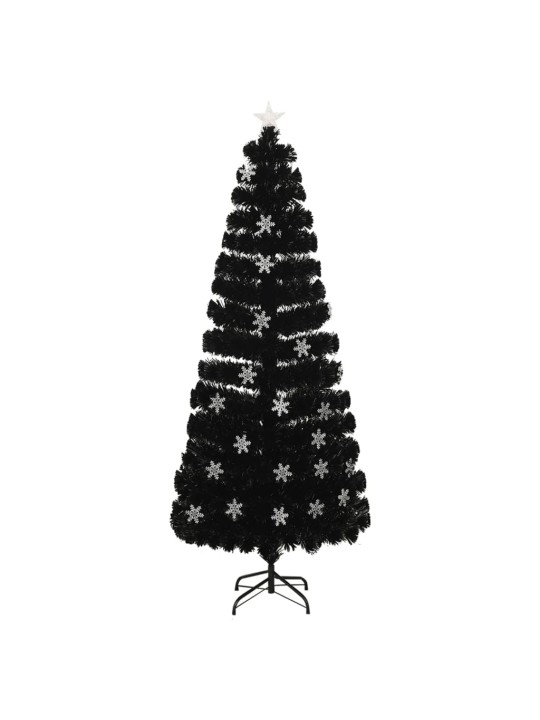 Mākslīgā ziemassvētku egle, led, melna, 240 cm, optiskā šķiedra