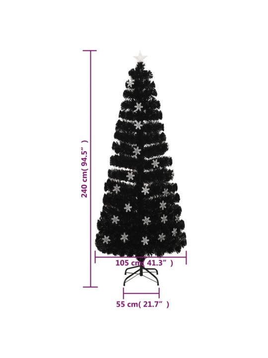 Mākslīgā ziemassvētku egle, led, melna, 240 cm, optiskā šķiedra