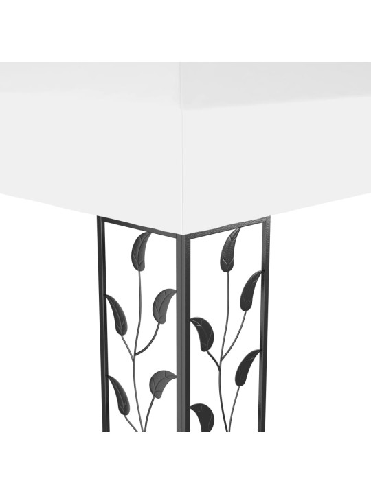 Dārza nojume ar dubulto jumtu un led lampiņām, 3x4 m, balta