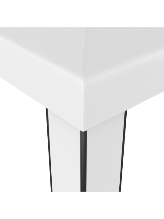 Dārza nojume ar dubulto jumtu un led lampiņām, 3x3 m, balta