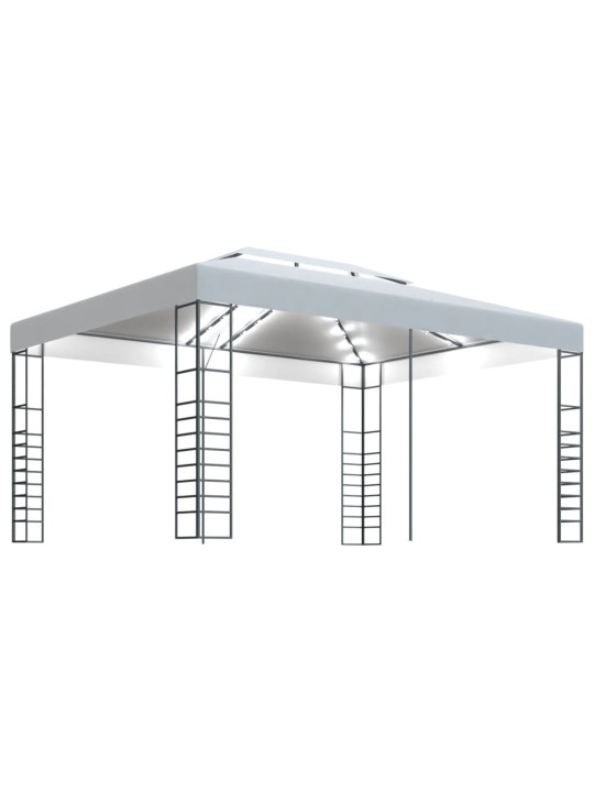 Dārza nojume ar led lampiņu virtenēm, 4x3x2,7 m, balta