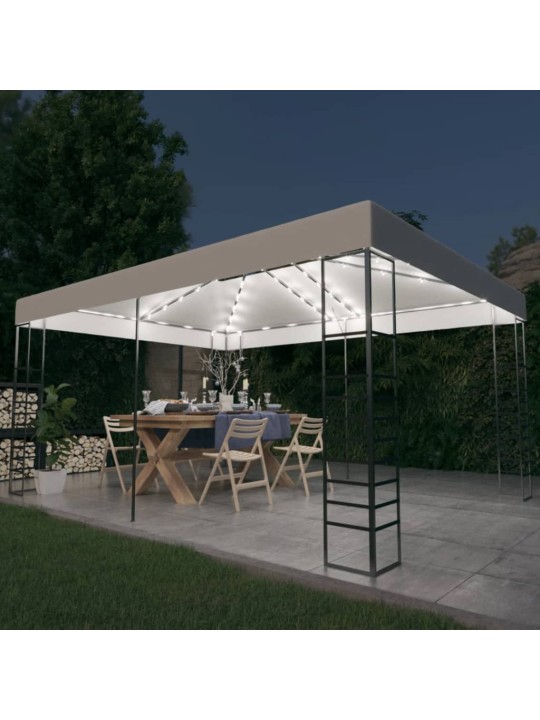 Dārza nojume ar led lampiņu virtenēm, 4x3x2,7 m, balta