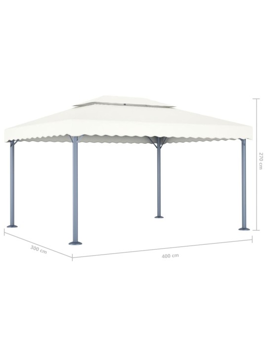 Dārza nojume ar led lampiņām, 400x300 cm, krēmkrāsas, alumīnijs
