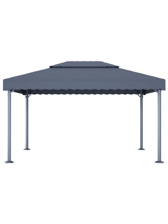 Dārza nojume ar led lampiņām, 400x300 cm, pelēka, alumīnijs