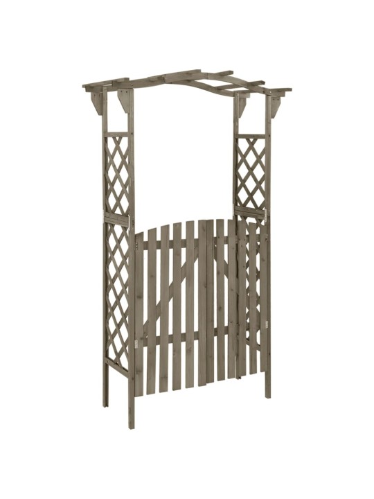 Pergola ar vārtiem, 116x40x204 cm, pelēks egles masīvkoks
