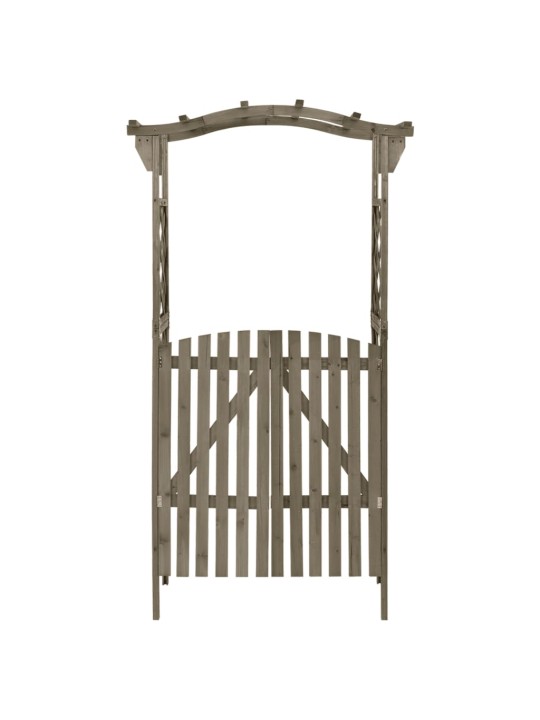 Pergola ar vārtiem, 116x40x204 cm, pelēks egles masīvkoks
