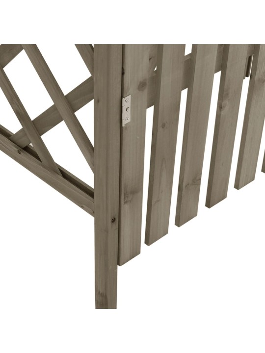 Pergola ar vārtiem, 116x40x204 cm, pelēks egles masīvkoks
