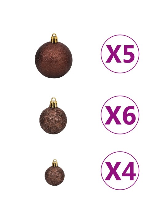Ziemassvētku bumbu komplekts, 61 gb., 150 led, zelta un bronzas