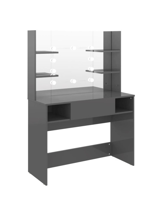 Kosmētikas galds ar led gaismām, 100x40x135 cm, mdf, pelēks