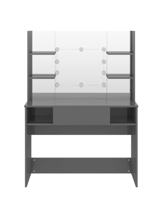 Kosmētikas galds ar led gaismām, 100x40x135 cm, mdf, pelēks