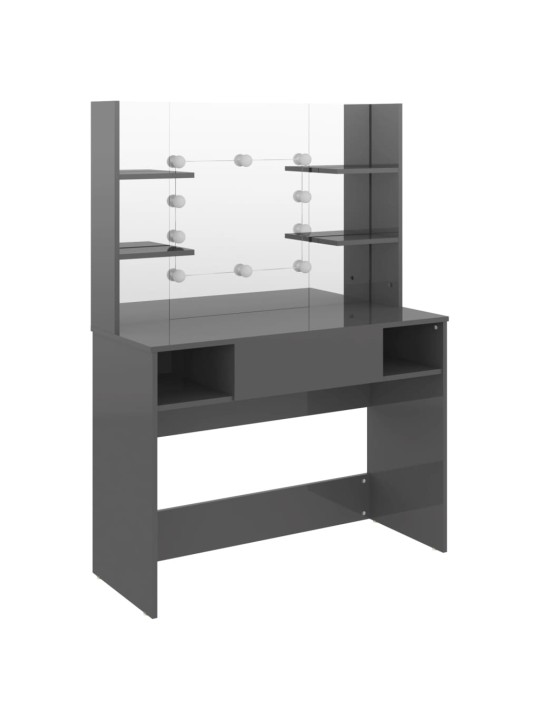 Kosmētikas galds ar led gaismām, 100x40x135 cm, mdf, pelēks