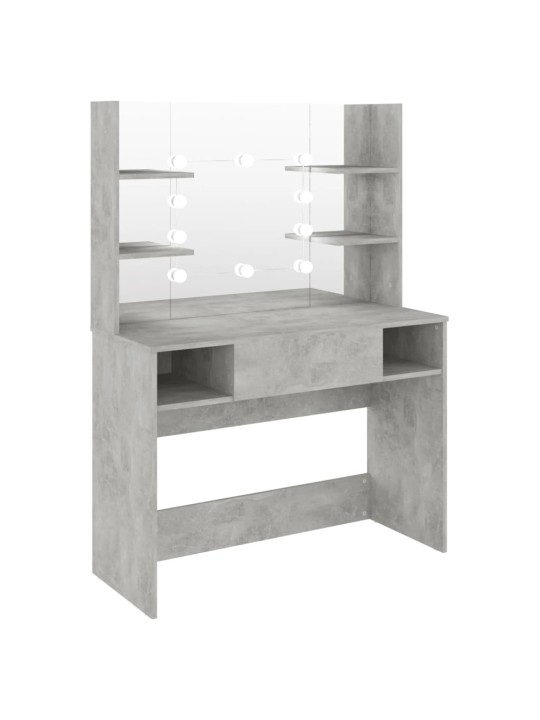 Kosmētikas galds ar led gaismām, 100x40x135 cm, mdf, pelēks