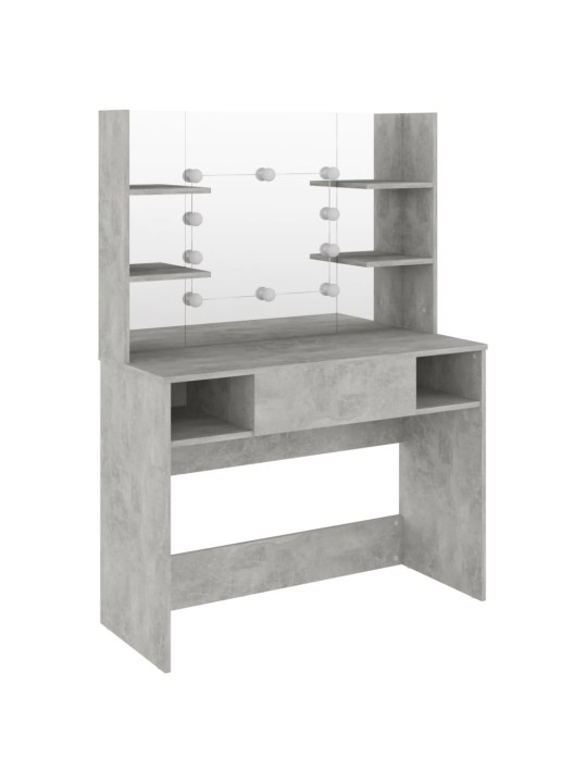 Kosmētikas galds ar led gaismām, 100x40x135 cm, mdf, pelēks