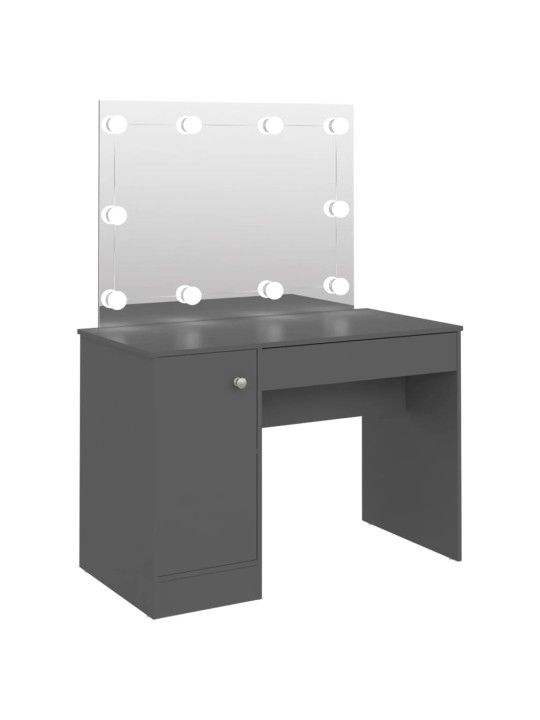 Kosmētikas galds ar led gaismām, 110x55x145 cm, mdf, pelēks