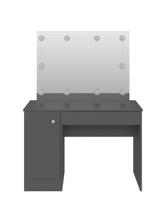 Kosmētikas galds ar led gaismām, 110x55x145 cm, mdf, pelēks