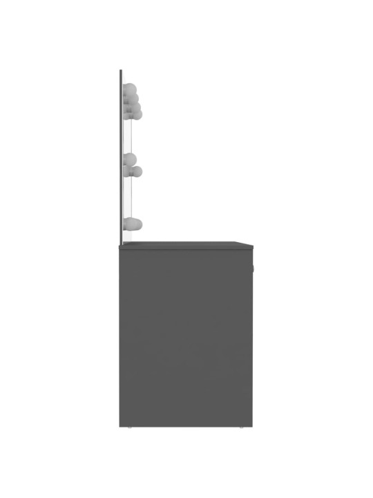 Kosmētikas galds ar led gaismām, 110x55x145 cm, mdf, pelēks