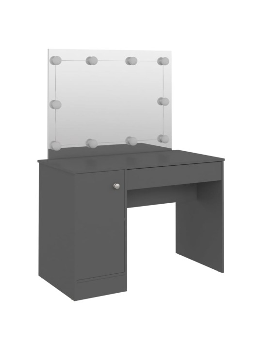 Kosmētikas galds ar led gaismām, 110x55x145 cm, mdf, pelēks