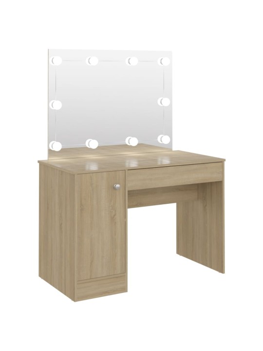 Kosmētikas galds ar led gaismām, 110x55x145 cm, mdf, ozolkoka