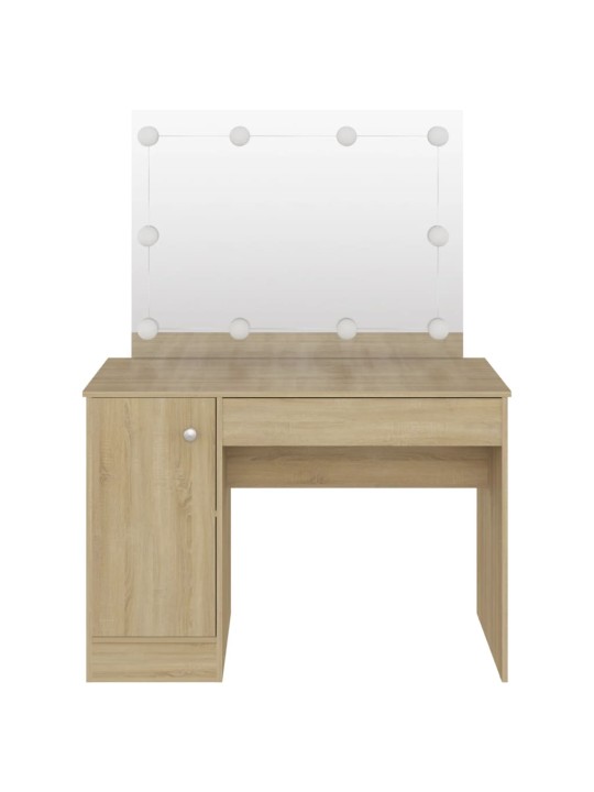 Kosmētikas galds ar led gaismām, 110x55x145 cm, mdf, ozolkoka