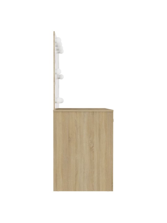 Kosmētikas galds ar led gaismām, 110x55x145 cm, mdf, ozolkoka