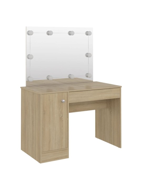 Kosmētikas galds ar led gaismām, 110x55x145 cm, mdf, ozolkoka