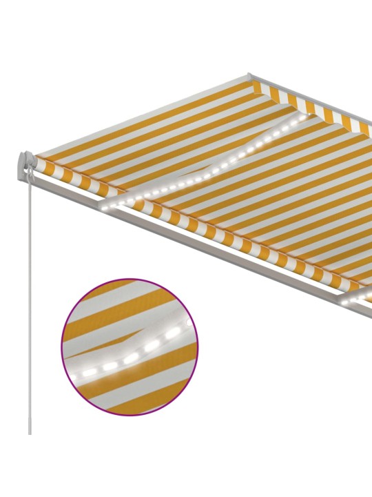 Izvelkama markīze ar led, 300x250cm, manuāla, dzeltena un balta