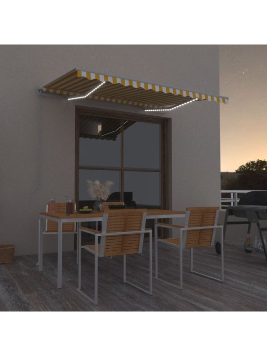 Izvelkama markīze ar led, 300x250cm, manuāla, dzeltena un balta