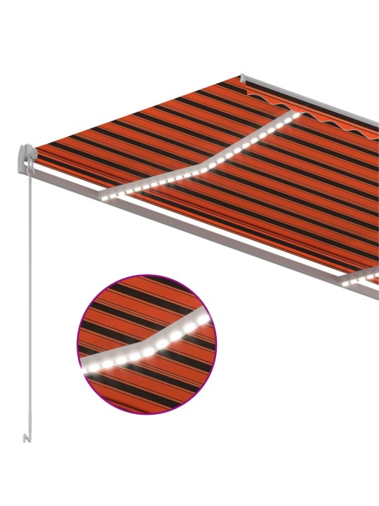 Izvelkama markīze ar led, 300x250 cm, manuāla, oranža un brūna