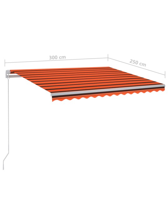 Izvelkama markīze ar led, 300x250 cm, manuāla, oranža un brūna
