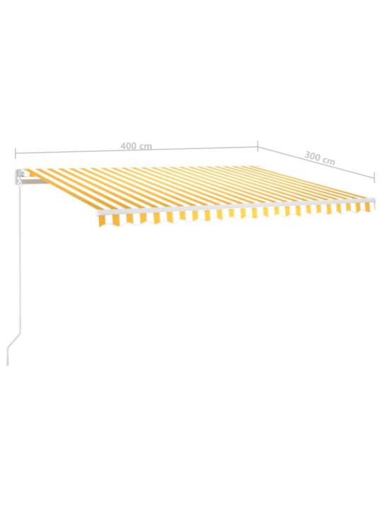 Izvelkama markīze ar led, 400x300 cm, manuāla, dzeltenbalta