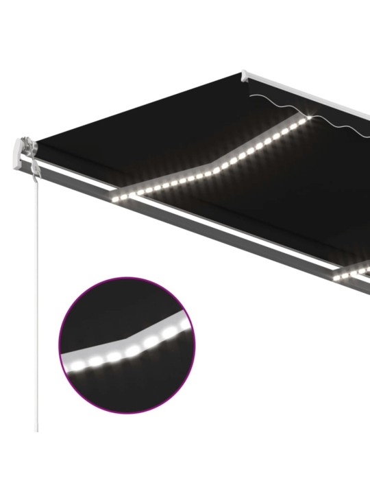 Izvelkama markīze ar led un vēja sensoru, pelēka, 400x300 cm