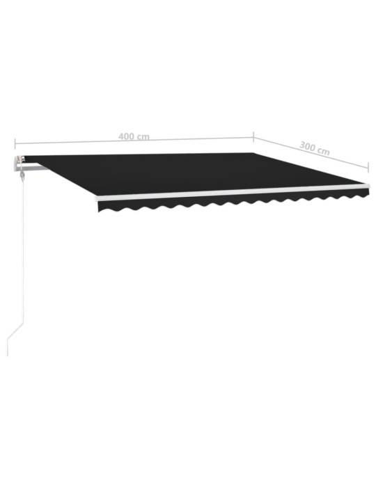 Izvelkama markīze ar led un vēja sensoru, pelēka, 400x300 cm