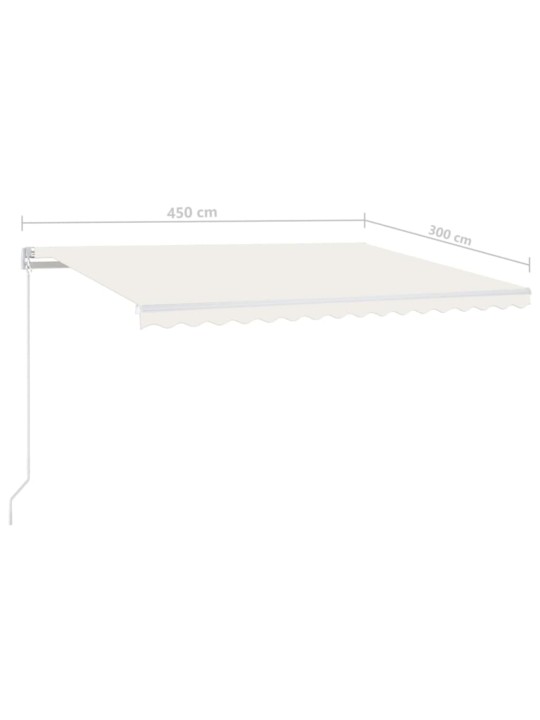 Izvelkama markīze ar LED, vēja sensoru, krēmkrāsas, 450x300 cm