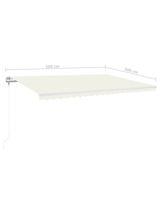 Izvelkama markīze, LED, vēja sensors, krēmkrāsas, 500x300 cm