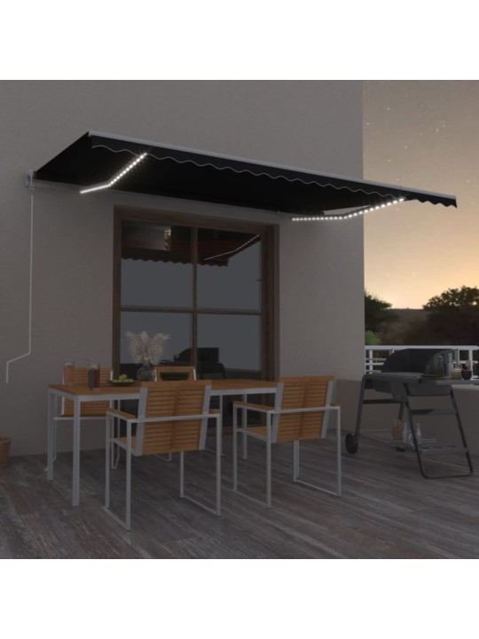 Izvelkama markīze ar led un vēja sensoru, pelēka, 500x300 cm