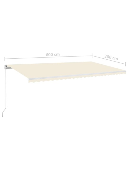 Izvelkama markīze ar led, manuāla, 600x300 cm, krēmkrāsas