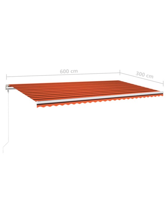 Izvelkama markīze, led, vēja sensors, oranži brūna, 600x300 cm