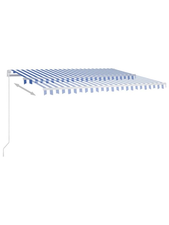 Izvelkama markīze ar led, 400x350 cm, manuāla, zila un balta