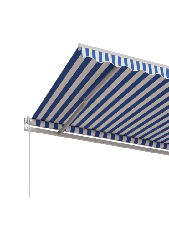 Izvelkama markīze, 400x350 cm, automātiska, zili balta