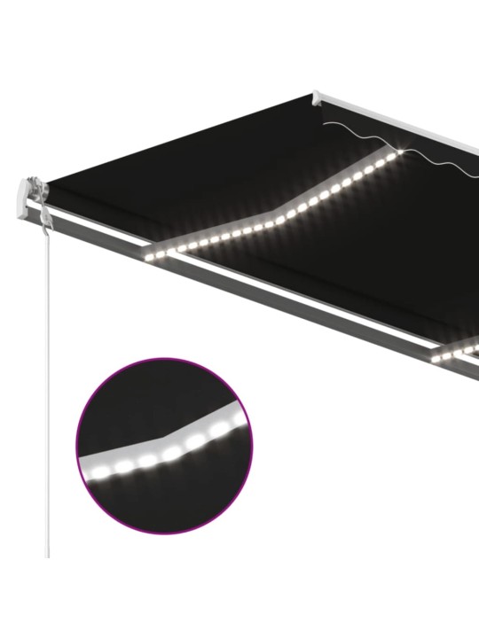 Izvelkama markīze ar led un vēja sensoru, pelēka, 400x350 cm
