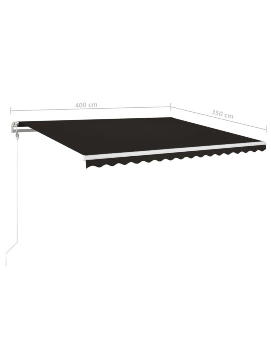 Izvelkama markīze ar led un vēja sensoru, pelēka, 400x350 cm