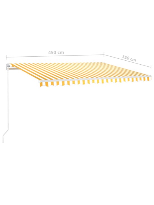 Izvelkama markīze ar led, 450x350cm, manuāla, dzeltena un balta