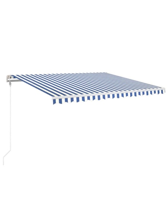 Izvelkama markīze, led, vēja sensors, zila un balta, 450x350 cm