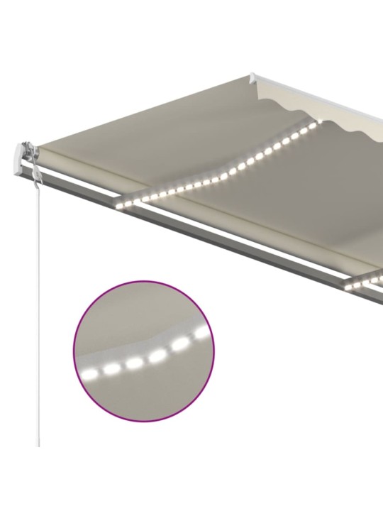 Izvelkama markīze ar led un vēja sensoru, 450x350cm, krēmkrāsas